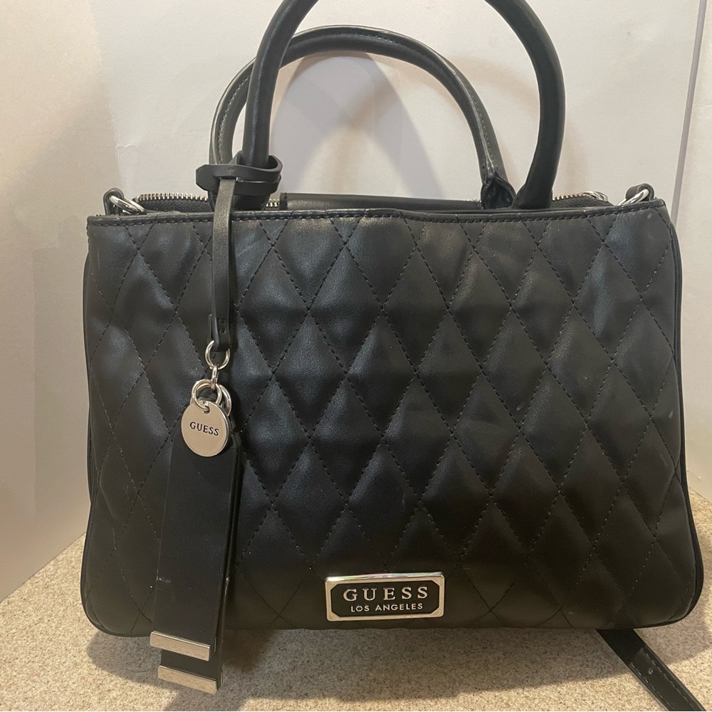Guess Quilted Black Shoulder Bag
